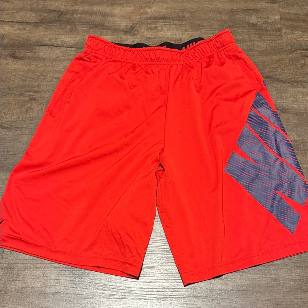 Nike Men's Red Athletic Shorts with Gray Accents